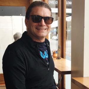 Steve in a cafe in New Zealand